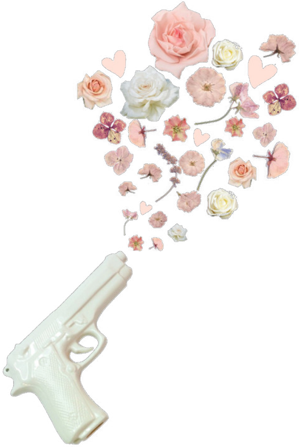 White Gun Flowers Pink Cream Polyvore Moodboard Filler - R Flowers Tumblr Png Clipart (1024x1484), Png Download
