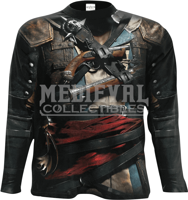 Assassins Creed Iv Black Flag Edward Uniform Long Sleeve - Assassin's Creed Black Flag T Shirt Clipart (796x850), Png Download