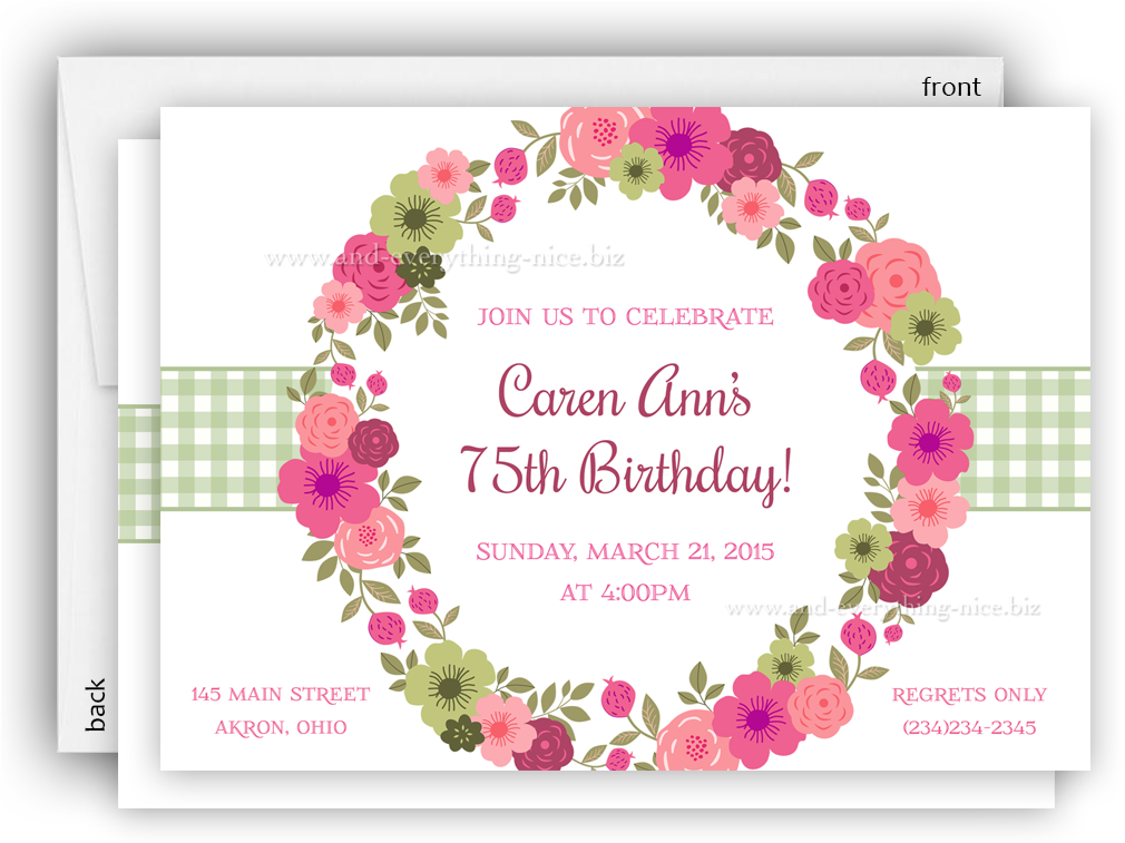 Flower Wreath Party Party Invitation • Baby Shower - Por Esta Niña Oraba Clipart (1016x756), Png Download