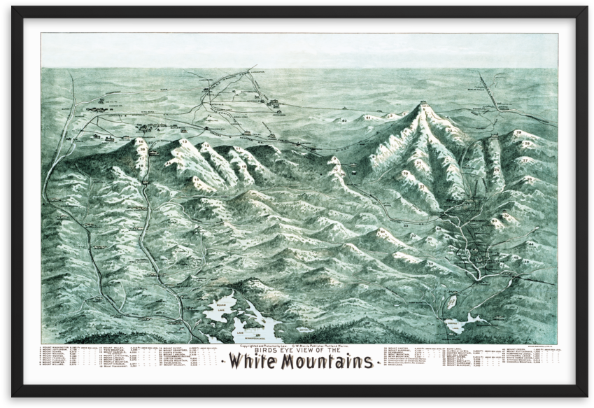 White Mountains New Hampshire Peaks Map Clipart (1000x1000), Png Download