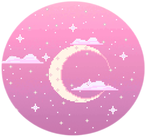 #moon #pixel #freetoedit - Pink Moon And Stars Clipart (508x477), Png Download