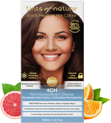 4ch Rich Chocolate Brown Permanent Hair Dye - Tints Of Nature 4n Clipart (594x700), Png Download