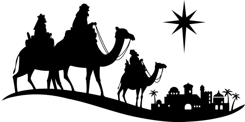 Bethlehem In Silhouette - Christmas Religious Card Ideas Clipart (800x401), Png Download