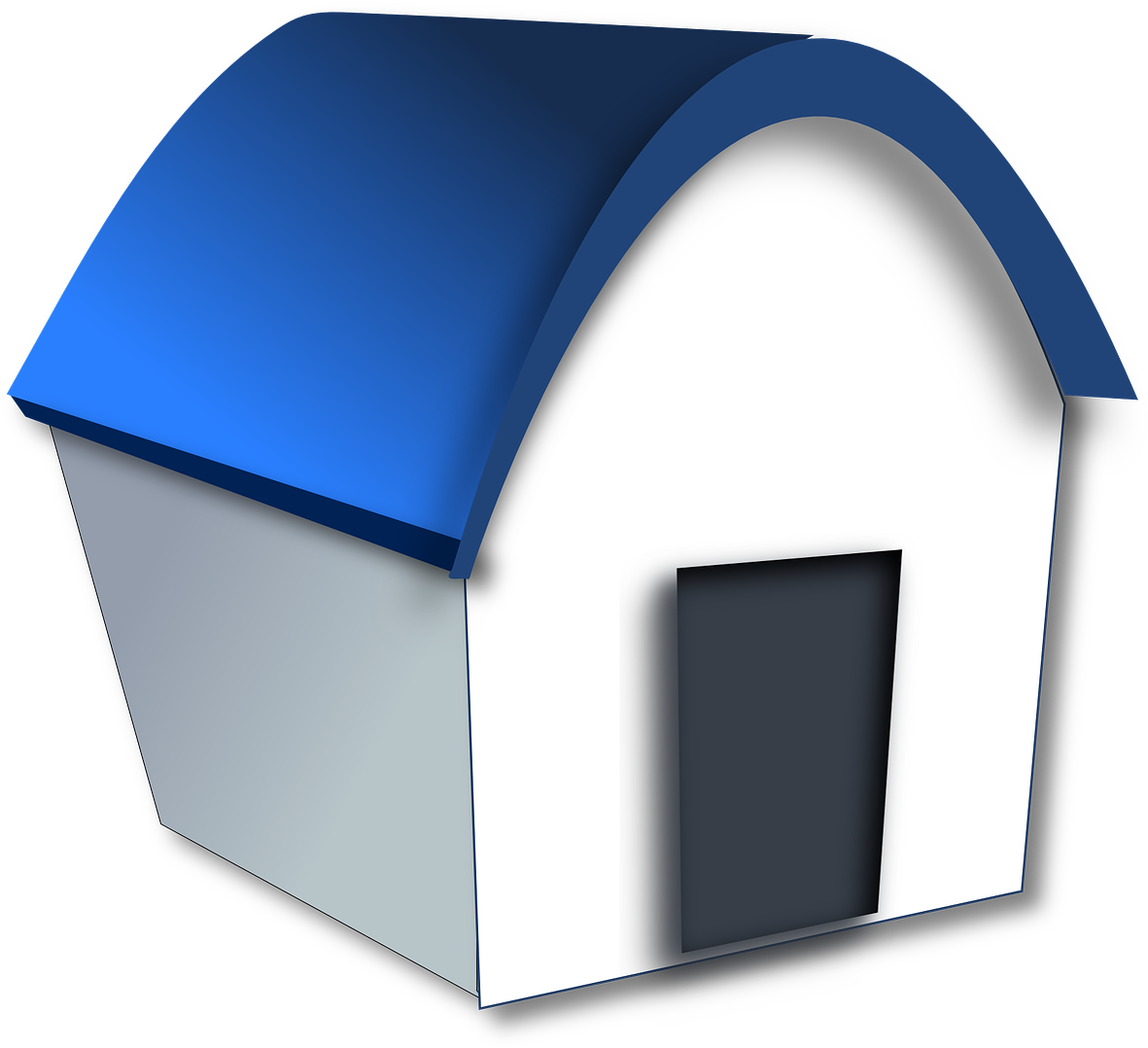 House Home Building Cartoon Funny Simple Blue Clipart (833x720), Png Download