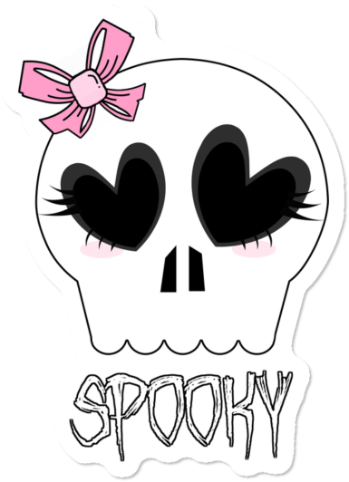 Spooky Cutie Skull Sticker - Skull Clipart (650x650), Png Download