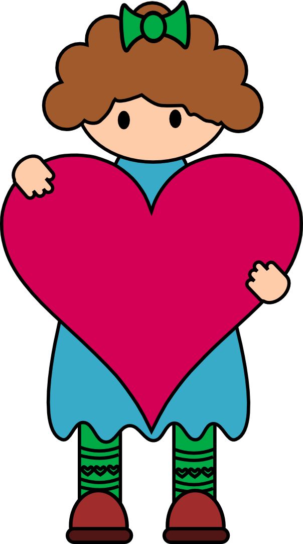 Use These Free Digital Stamps And Sentiments For Your - Girl With A Heart Clipart - Png Download (604x1083), Png Download