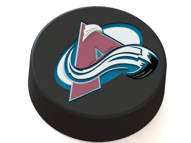 Colorado Avalanche Logo On Ice Hockey Puck 3d Print - Colorado Avalanche Hockey Puck Clipart (667x500), Png Download