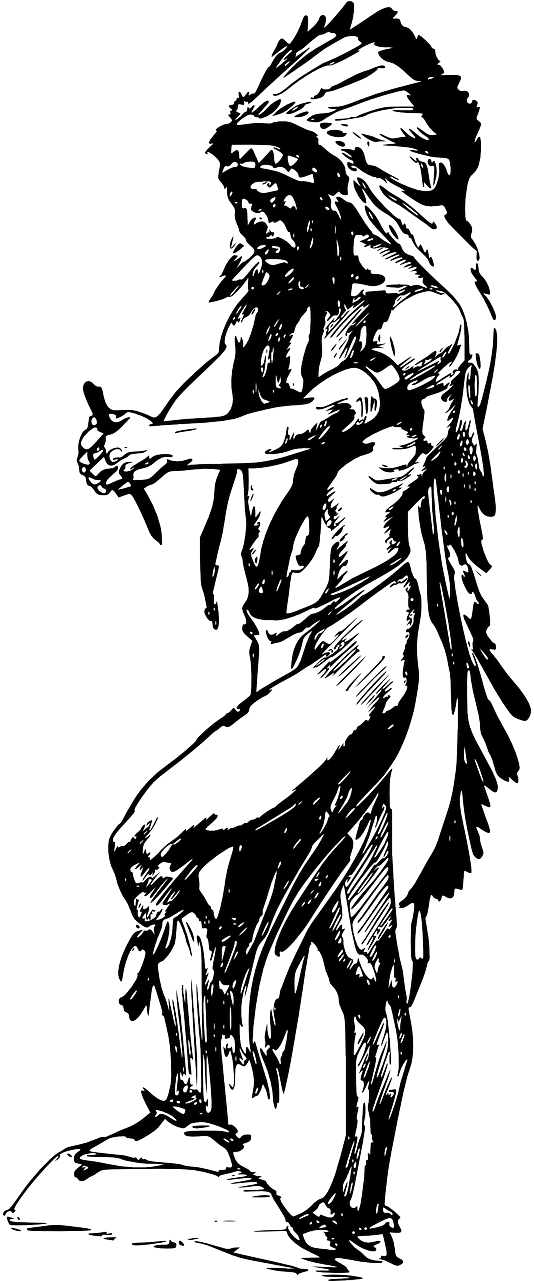American Indian Man Ritual Png Image - Karikatur Gambar Suku Dayak Clipart (640x1280), Png Download