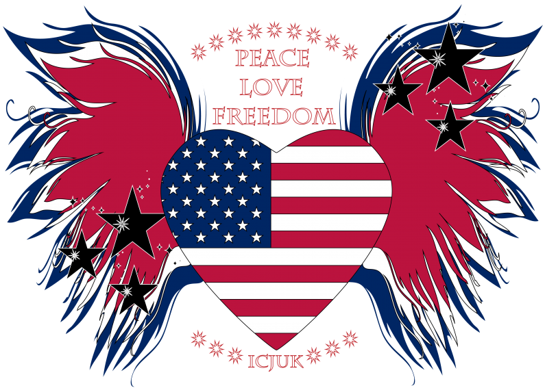 Usa Peace Love Freedom Design By Icjuk - Usa Heart Png Clipart (800x574), Png Download