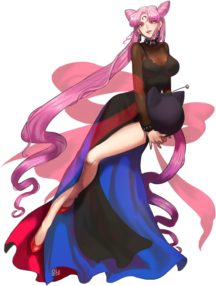 Black Lady, Chibi Usa, And Luna-p - Transparent Black Lady Sailor Moon Clipart (800x1000), Png Download