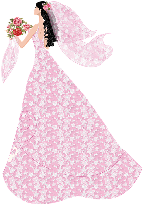 Bride Wedding Dress Pink Wedding Woman Dress - Gaun Pengantin Warna Merah Clipart (530x720), Png Download