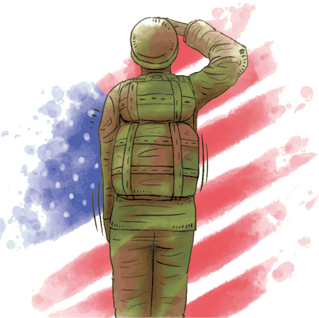 #ftestickers #soldier #salute #flag #veteransday - Illustration Clipart (1024x1019), Png Download