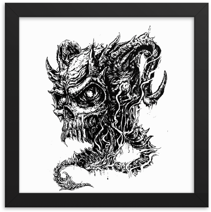 Load Image Into Gallery Viewer, Demon Skull Framed - Illustration Clipart (1000x1000), Png Download
