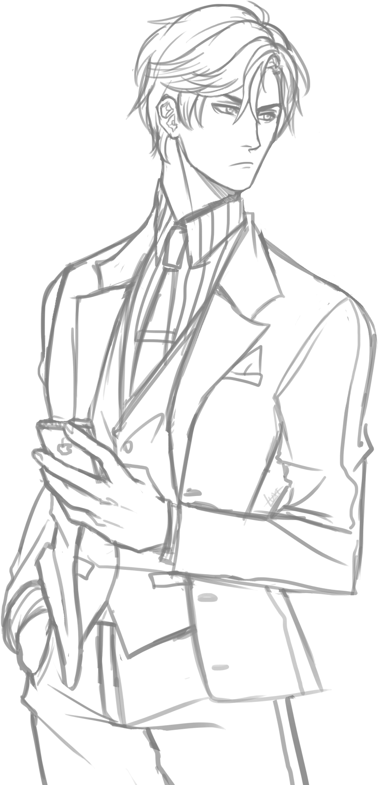 Jumin From Mystic Messenger - Sketch Clipart (1280x1629), Png Download