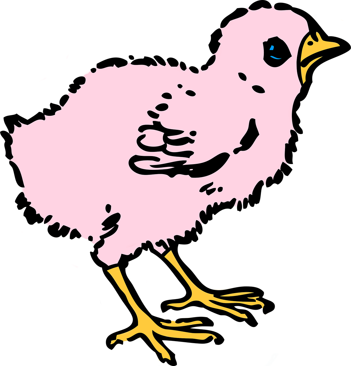 Easter Colored Chick Spring Png Image - Baby Chicken Clipart Black And White Transparent Png (1228x1280), Png Download