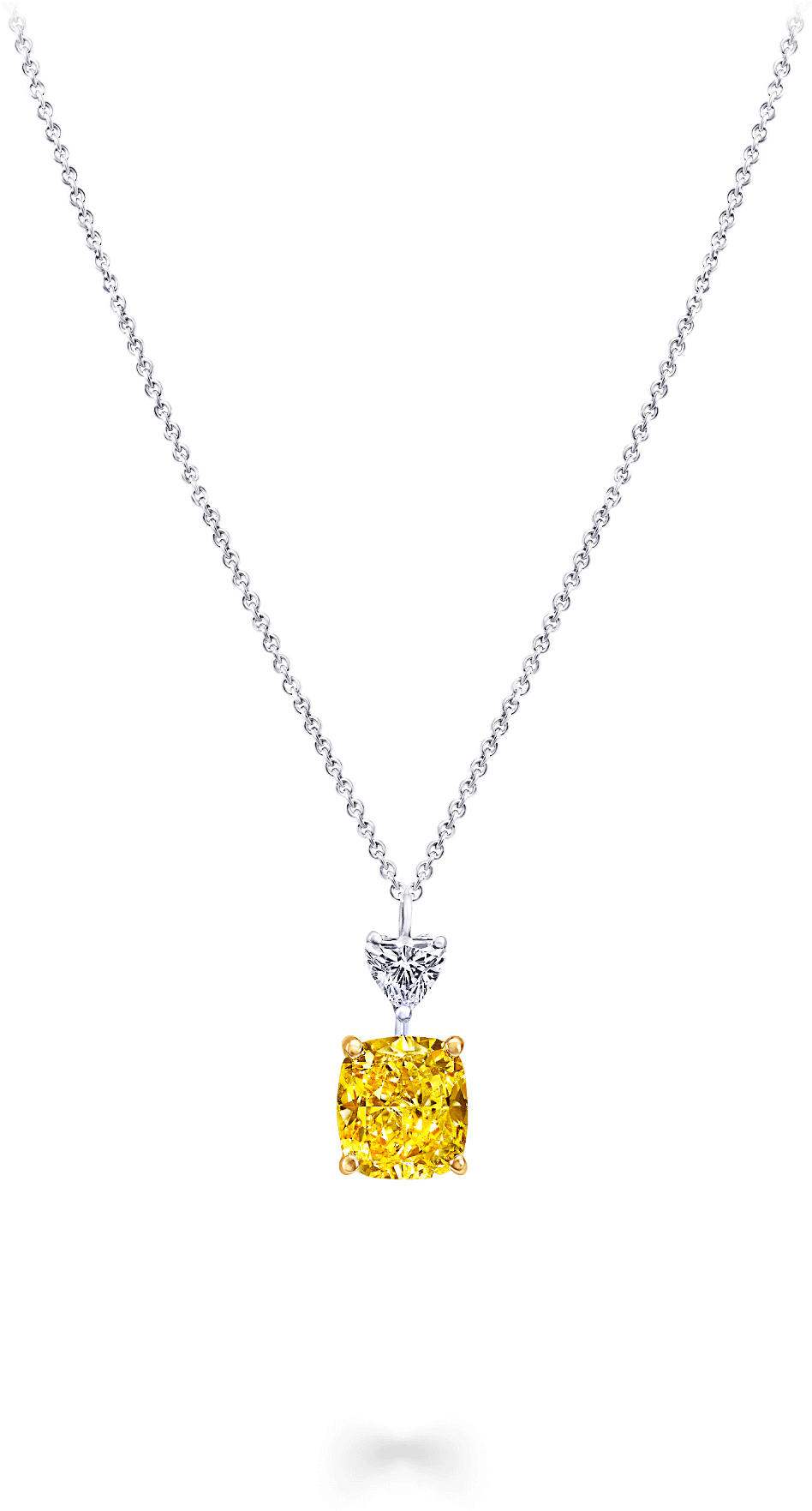 Classic Graff Cushion Cut Yellow And White Diamond - Locket Clipart (2000x2000), Png Download