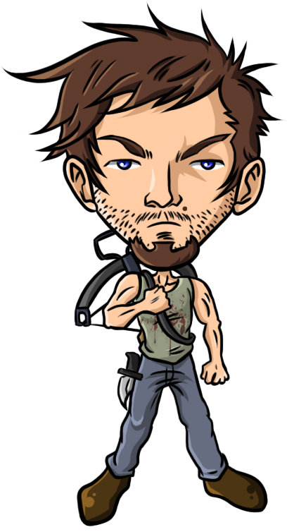 Pin By Sharon Mckee On Walking Dead - Cartoon Daryl Walking Dead Clipart (408x754), Png Download