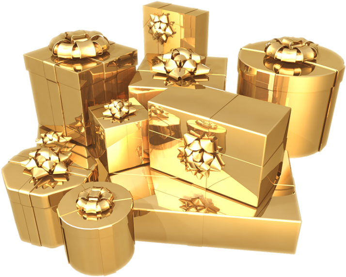 Source - - Gold Gifts Clipart (740x600), Png Download