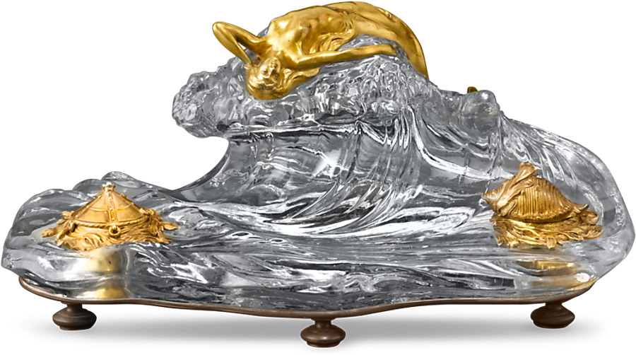 Antique Baccarat Crystal Mermaid Inkwell - Statue Clipart (1001x800), Png Download