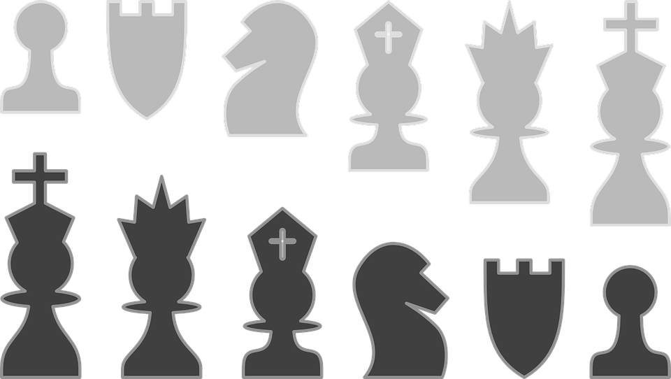 Chess King Queen Pawn Pieces Game Strategy Game - Chess Pieces Png Set Clipart (960x542), Png Download