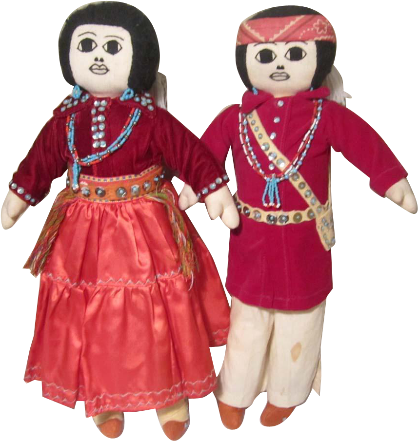 Navajo Pair Handcrafted Vintage Souvenir Cloth Indian Clipart (904x904), Png Download