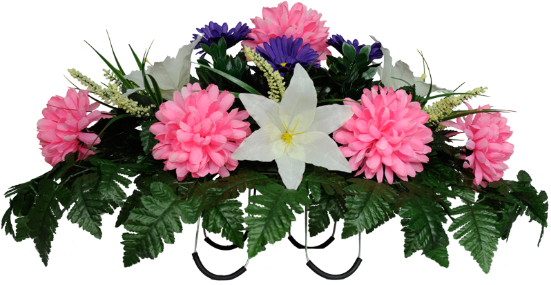 Pink Mums & White Stargazer Lily - Bouquet Clipart (800x800), Png Download
