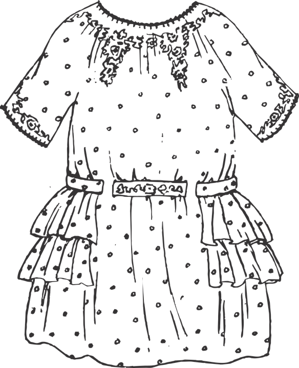 Dress Vintage Retro Paper Doll Clothing Fashion - เสื้อผ้า วิน เท จ Png Clipart (584x720), Png Download