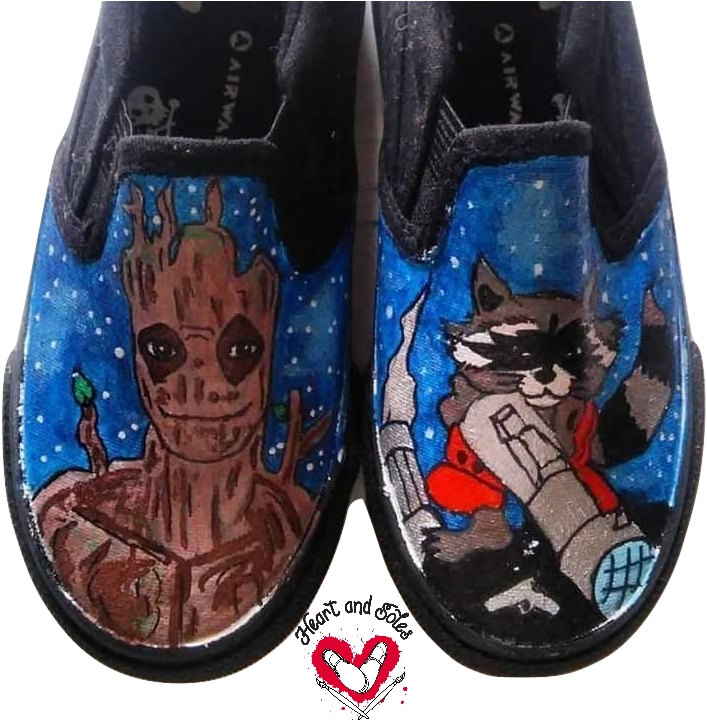 Guardians Of The Galaxy Hand Painted Shoes - Cartoon Clipart (714x719), Png Download