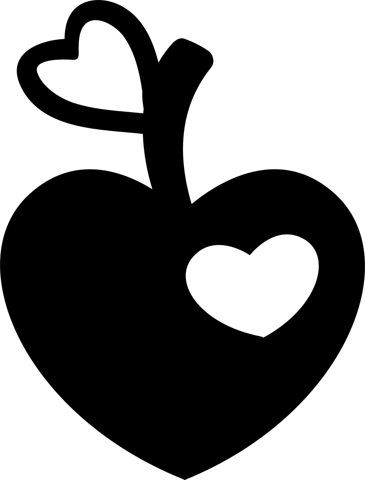 Heart Shaped Apple With Heart Bite And Heart Leaf Shape - Heart Shaped Apple Svg Clipart (746x980), Png Download