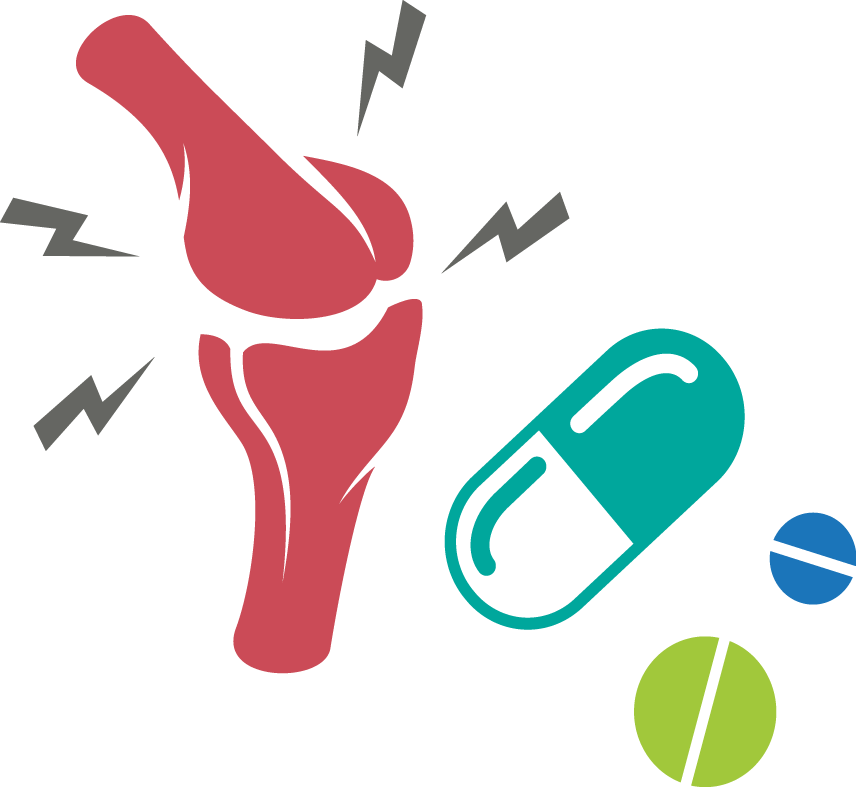 Mulitcolor Knee Pills - Arthritis In Words Clipart (856x787), Png Download