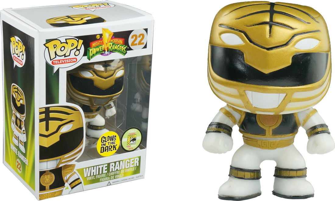 White Ranger Glow In The Dark - Glow In The Dark White Ranger Pop Clipart (1100x659), Png Download