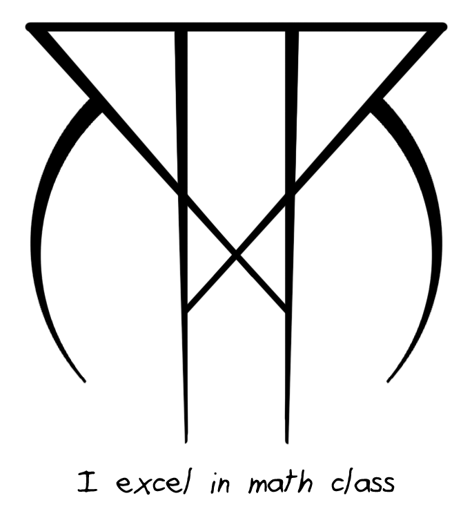 “i Excel In Math Class” Sigil Requested By Anonymous - Line Art Clipart (750x750), Png Download