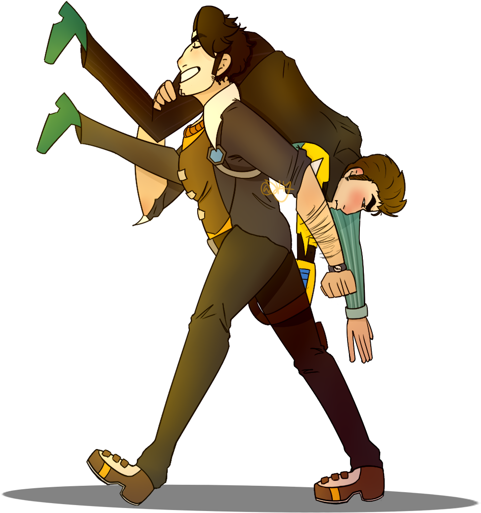 He Just Tosses Rhys Over His Shoulder Like A Wet Sack - Cartoon Clipart (974x1048), Png Download
