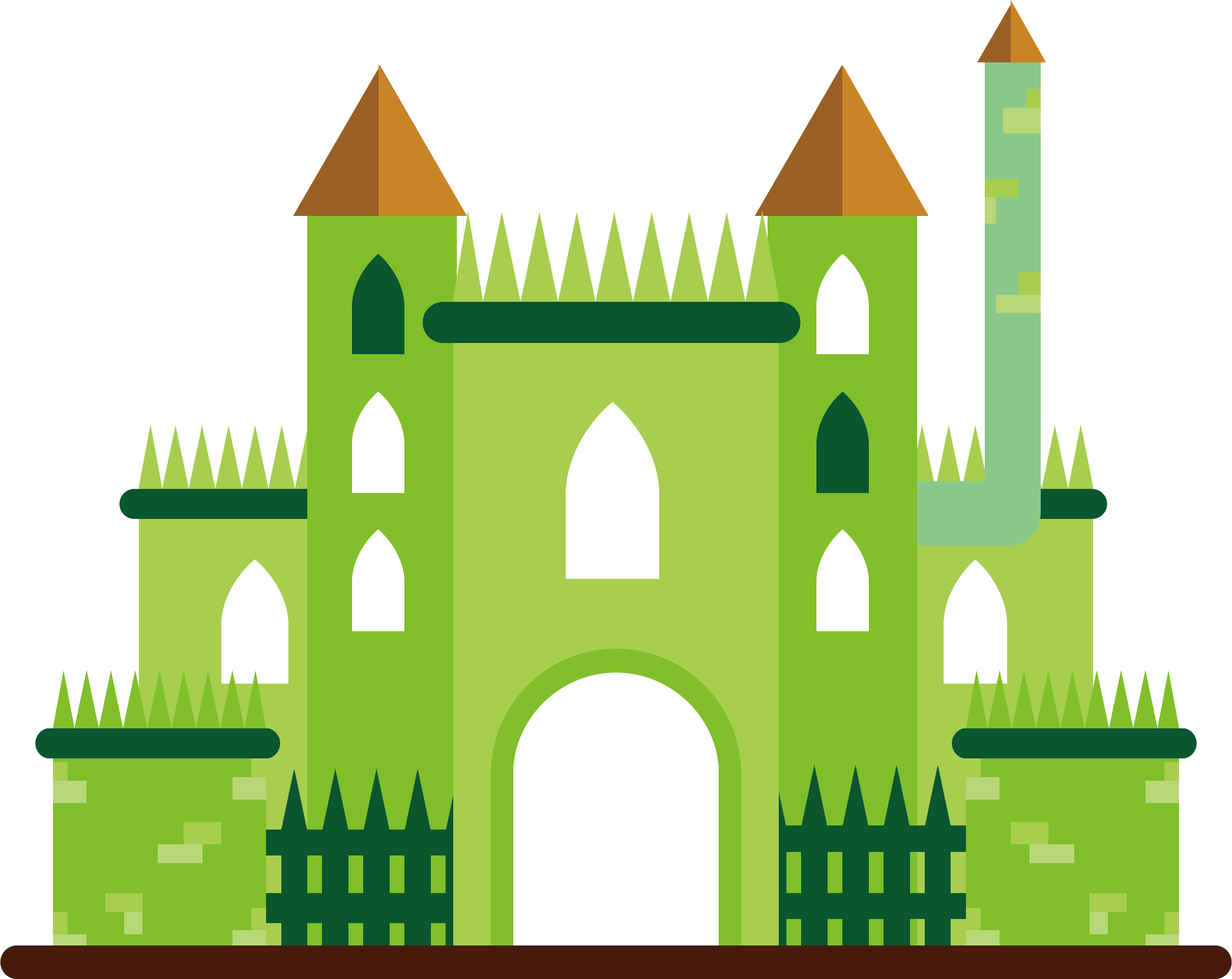 Cartoon Illustration Green Transprent Png Free Ⓒ - Green Castle Clip Art Transparent Png (2093x1664), Png Download