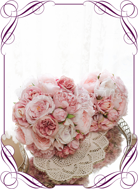 Silk Artificial Romantic Pink Peony And Rose Bridal - Fake Christmas Garland For Table Australia Clipart (608x822), Png Download