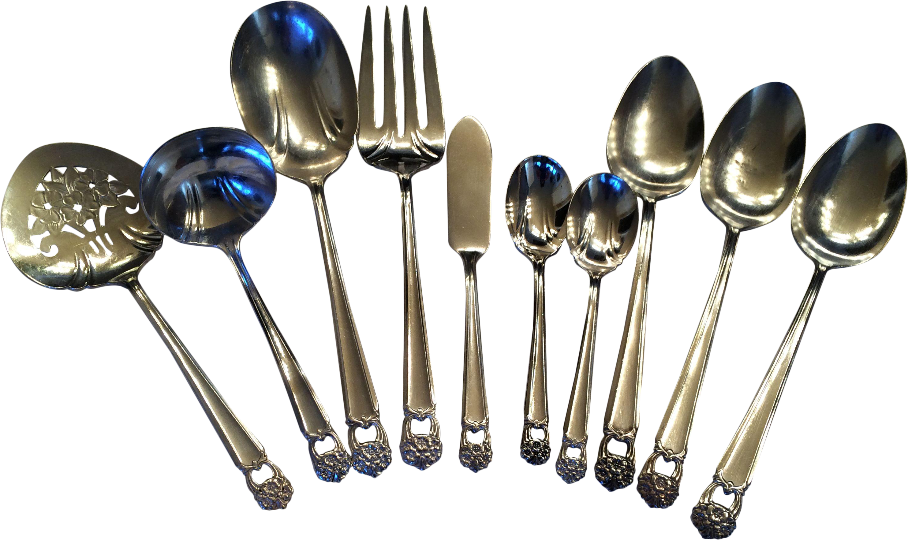 64piece 1950s Eternallyyours Silver-plate Flatware - Spoon Clipart (3264x2448), Png Download