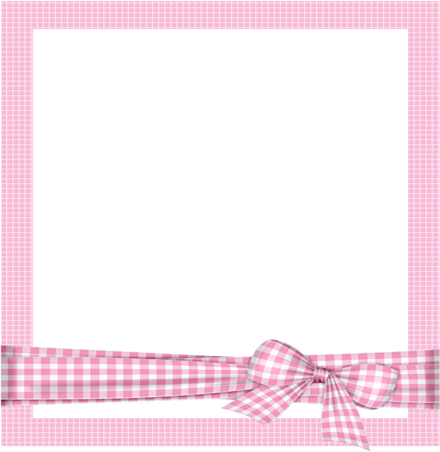 Mq Pink Bow Frame Frames Border Borders - Pink Cartoon Photo Frame Clipart (1024x1024), Png Download