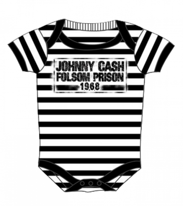 Johnny Cash Onesie Folsom Stripes Baby - Johnny Cash Onesie Clipart (621x700), Png Download