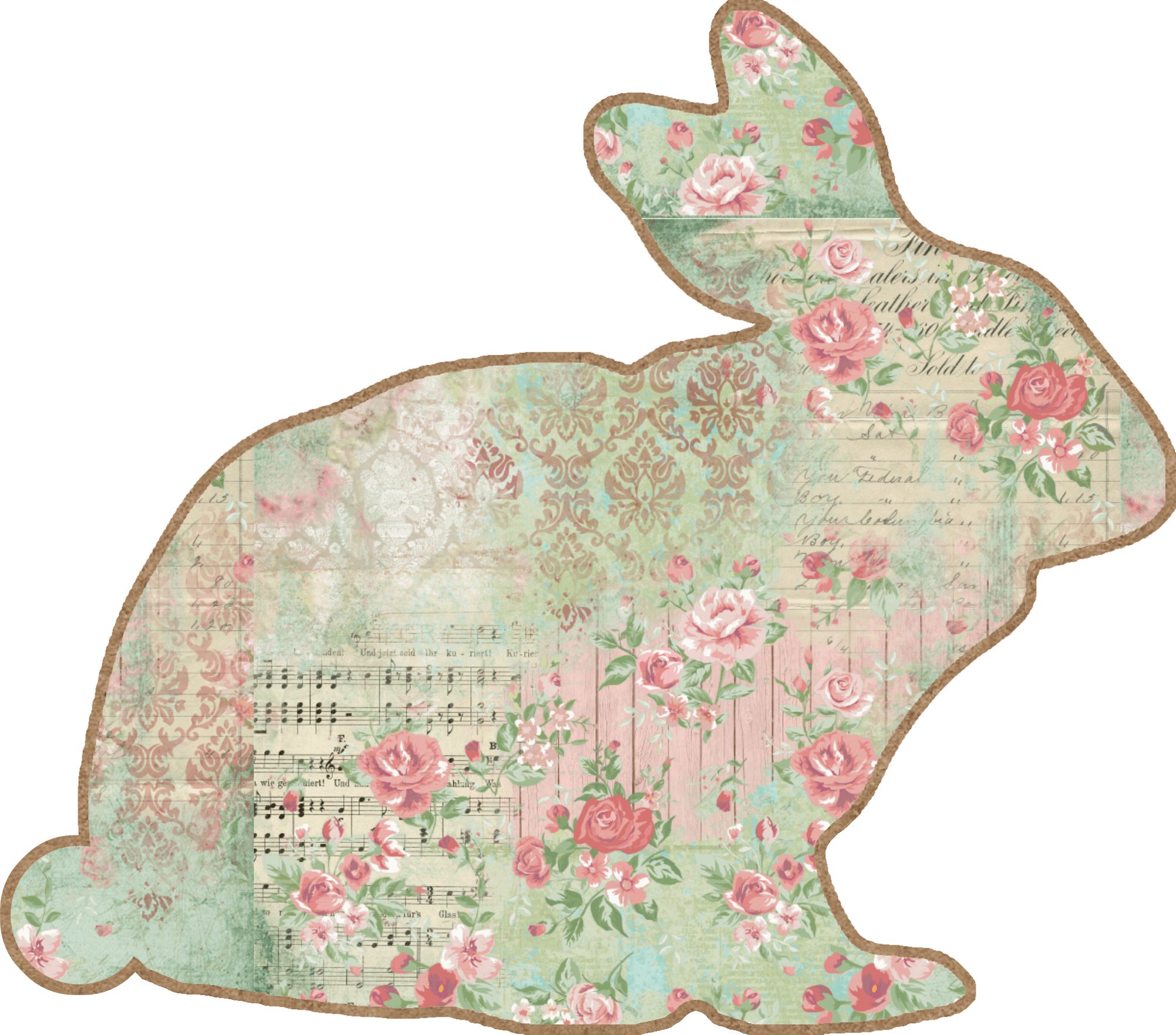 Cottage Chic Easter Rabbit Tags Cutecrafting - Bunny Shape Transparent Background Clipart (2003x1763), Png Download