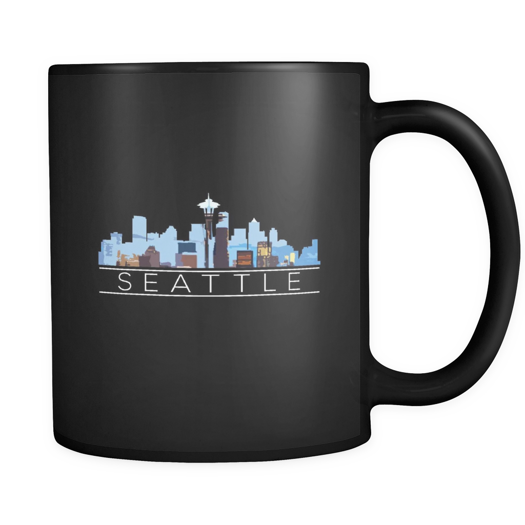 Seattle Washington Downtown City Skyline Souvenir Travel - Black Tea Mugs Clipart (1024x1024), Png Download