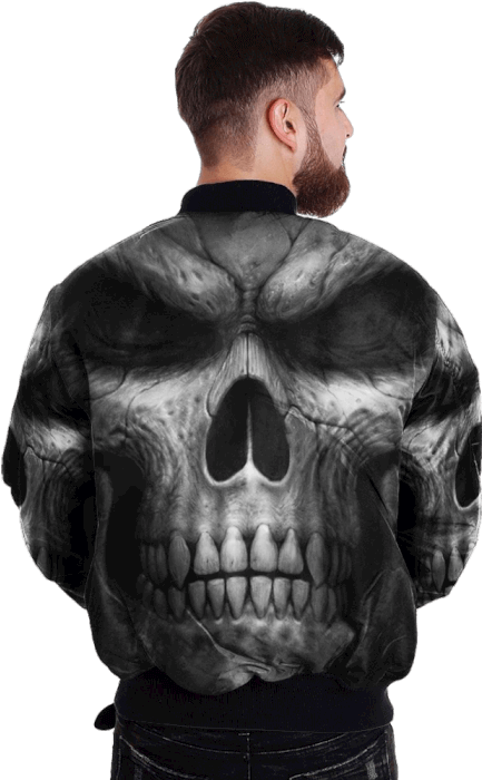 Com Black Silhouette Skull Over Print Jacket %tag - Jacket Clipart (700x700), Png Download