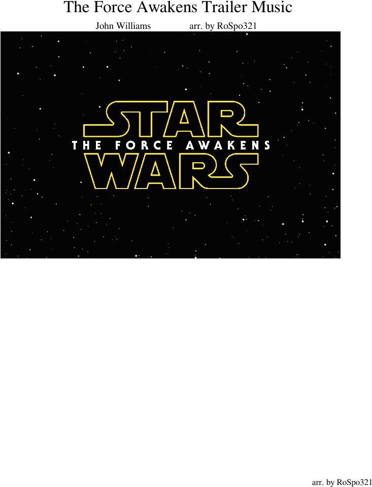 The Force Awakens Trailer Music Sheet Music Composed - Poster Clipart (850x1100), Png Download