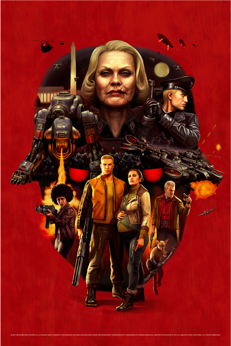 The Cast From "wolfenstein Ii - Wolfenstein 2 Switch Review Clipart (1500x1500), Png Download