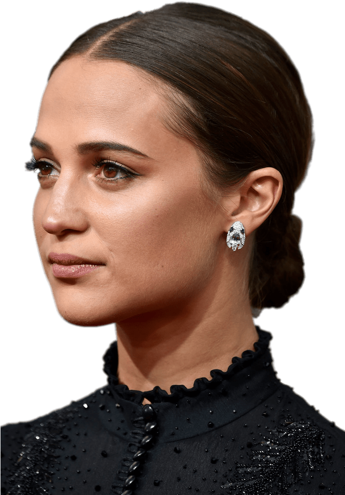 Alicia Vikander Chignon - 75th Golden Globe Awards Clipart (682x1024), Png Download