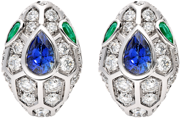 The Bulgari 18 Kt White Gold Earrings Set With A Blue - Emerald Clipart (1024x799), Png Download