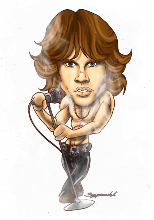 15 Alternative Fan Art Of Great Rock Bands Jim Morrison - Cartoon Drawings Of Jim Morrison Clipart (500x714), Png Download