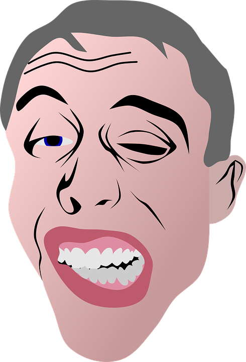 Wrinkled Face Distorted Pain Teeth Man Old Grey - Ugly Face Cartoon Png Clipart (490x720), Png Download