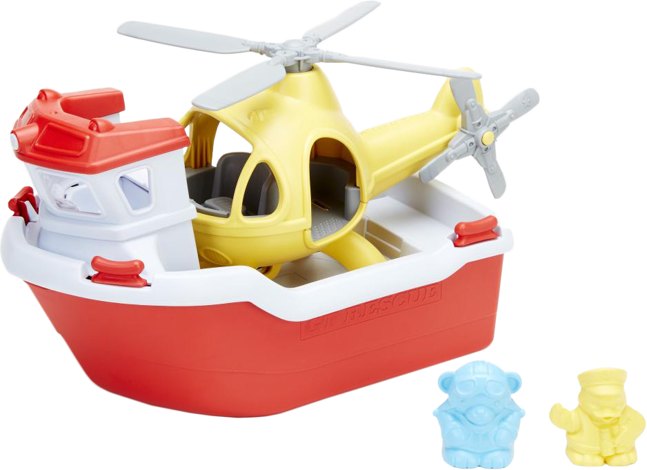 Rescue Boat And Helicopter Set - Green Toys Rescue Boat With Helicopter Clipart (938x681), Png Download