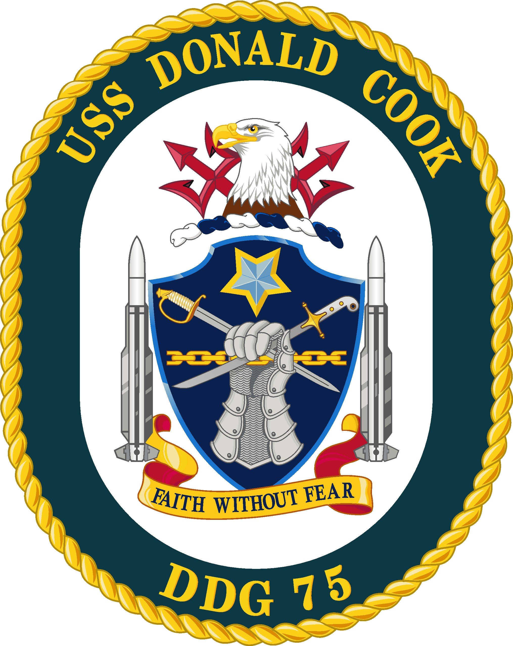 Uss Donald Cook Ddg-75 Crest - Uss Donald Cook Logo Clipart (2030x2555), Png Download