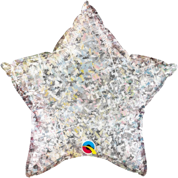 20″ Holographic Silver Star Foil Balloon - Silver Star Balloon Png Clipart (600x600), Png Download
